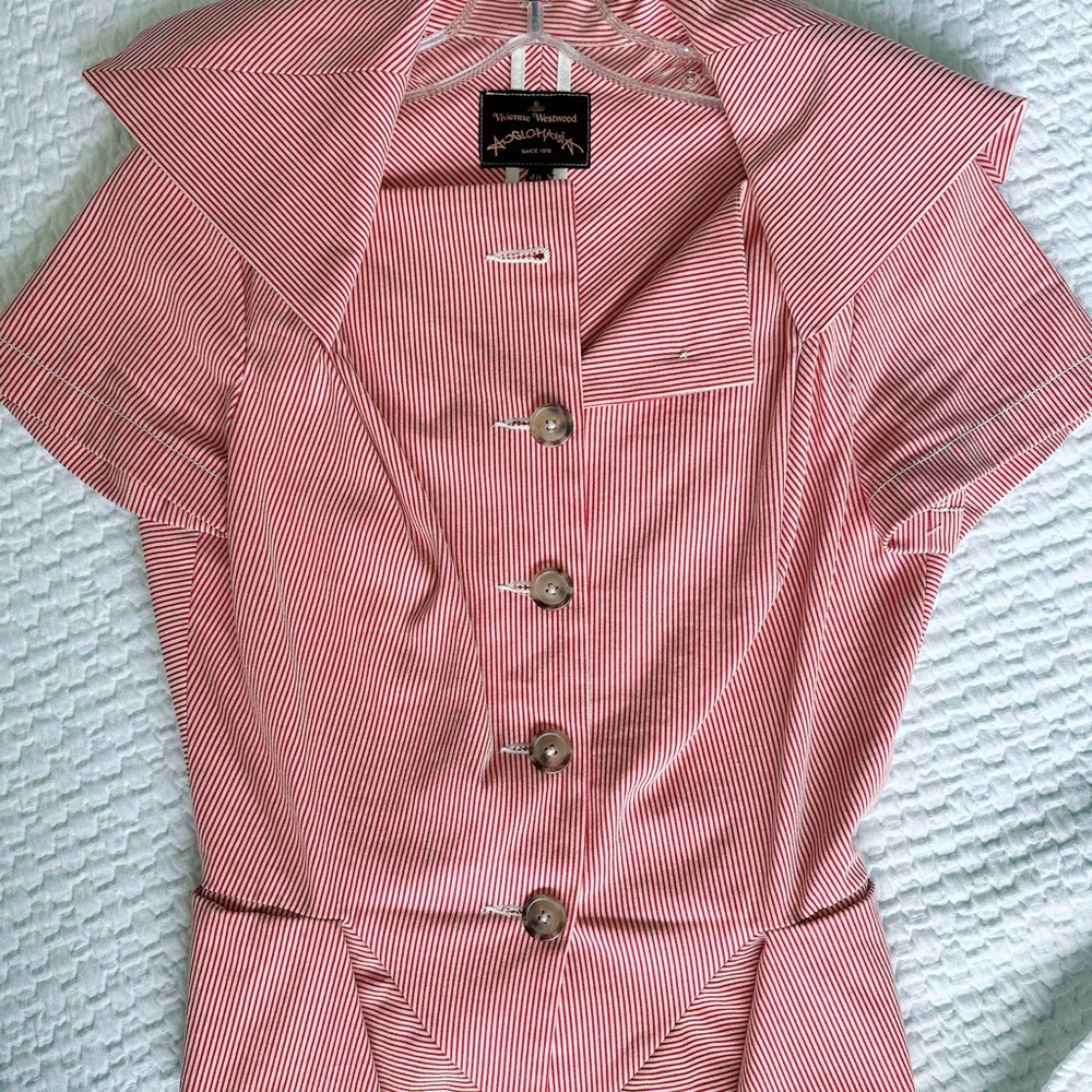 Vivienne Westwood Red and White Striped Button-Up Shirt